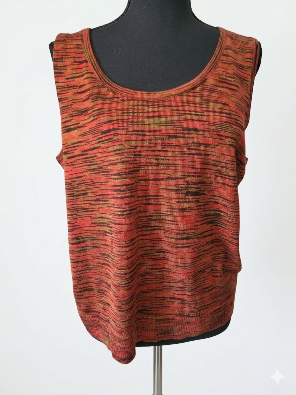 JM Collection Multicolor Rust & Black Knit Tank